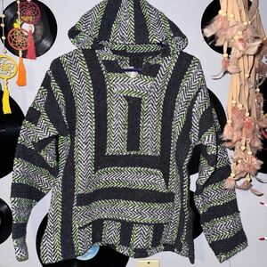 Stylish Black Green and White Baja Hoodie